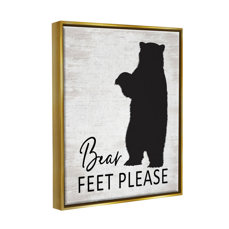 Ours en peluche, pieds et chaussures, art décoratif sur toile par lettré et doublé, L 17 po x H 21 po