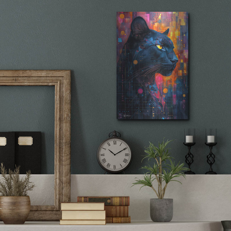 Art mural luxueux «Colorfull Black Panther» par Momart, H 16 po x l 12 po