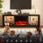 Meuble télé 70 po avec lumières DEL et tablettes réglables en verre, noir-133830707