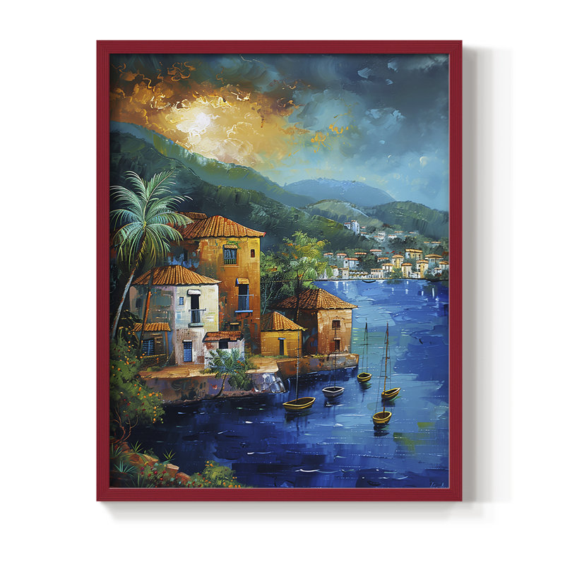 NAUTICAL Series, impression encadrée en bois massif, H 11 po x l 9 po, Rouge