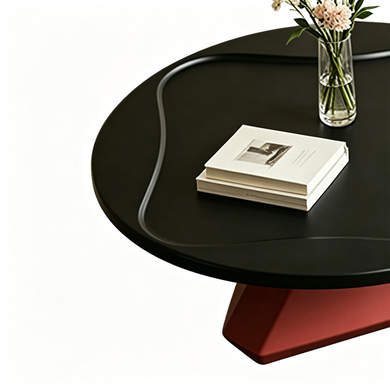 Table basse Modern Modern, H 15,74 po x l 35,43 po x P 35,43 po, Noir / Rouge