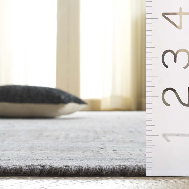 Tapis gris / argent en laine, viscose et coton tissé à la main Ulis, Rectangle 6 pi x 9 pi
