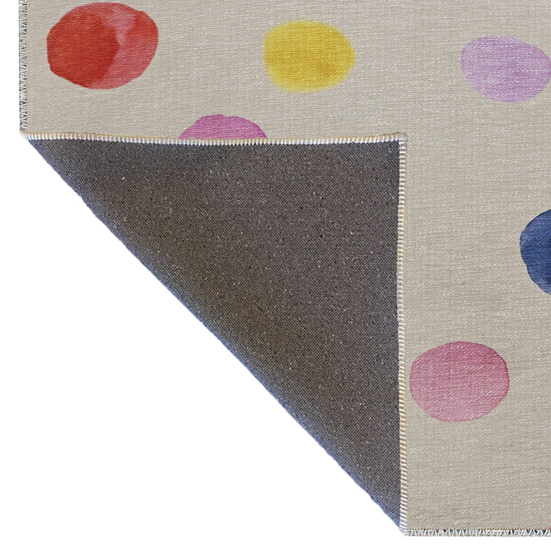 Tapis décoratif moderne multicolore à motif de cercles à pois beige, Tapis de couloir 3 pi 3 po x 9 pi 10 po