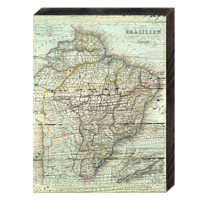 Décoration murale en bois rustique carte du brésil