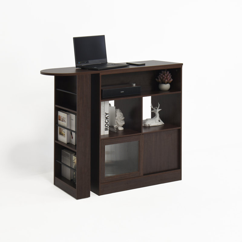 Armoire à 6 espaces de rangement avec plateau rotatif et vernis noyer pour les espaces de style moderne