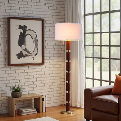 63.5'' 2-Light Wood Traditional Floor Lamp