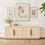 Meuble télé 72 po style campagne moderne Mid-Century, quatre armoires de rangement avec tablettes réglables et console multimédia pour les téléviseurs de 88 po ou moins dans le salon, la chambre à coucher et le couloir-46786092