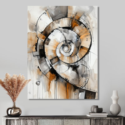 Fractured Spiral Of Copper Elements I - Abstract Spirals Metal Wall Art, Modern Metal Print