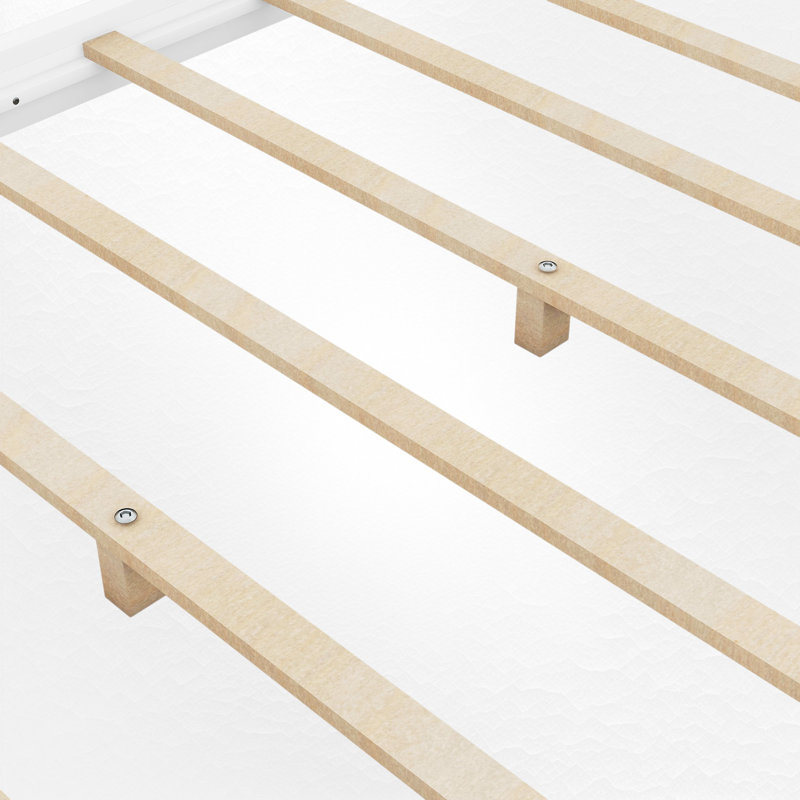 Lit plateforme à baldaquin en bois, Blanc, Grand