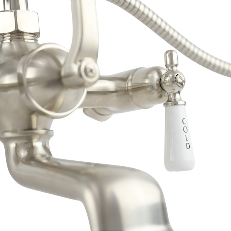 Telephone Wall Mount Lavatory Faucet with Handheld by Strom Living, Matte Nickel