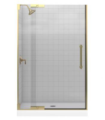 Pinstripe 47.75" x 72.25" Pivot Shower Door, Anodized Brushed Bronze