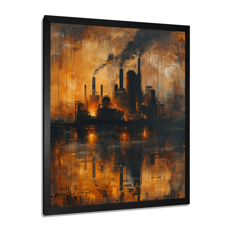 Jaune et noir - Fabrication industrielle - usines - décoration murale, H 20 po x l 12 po x P 1 po