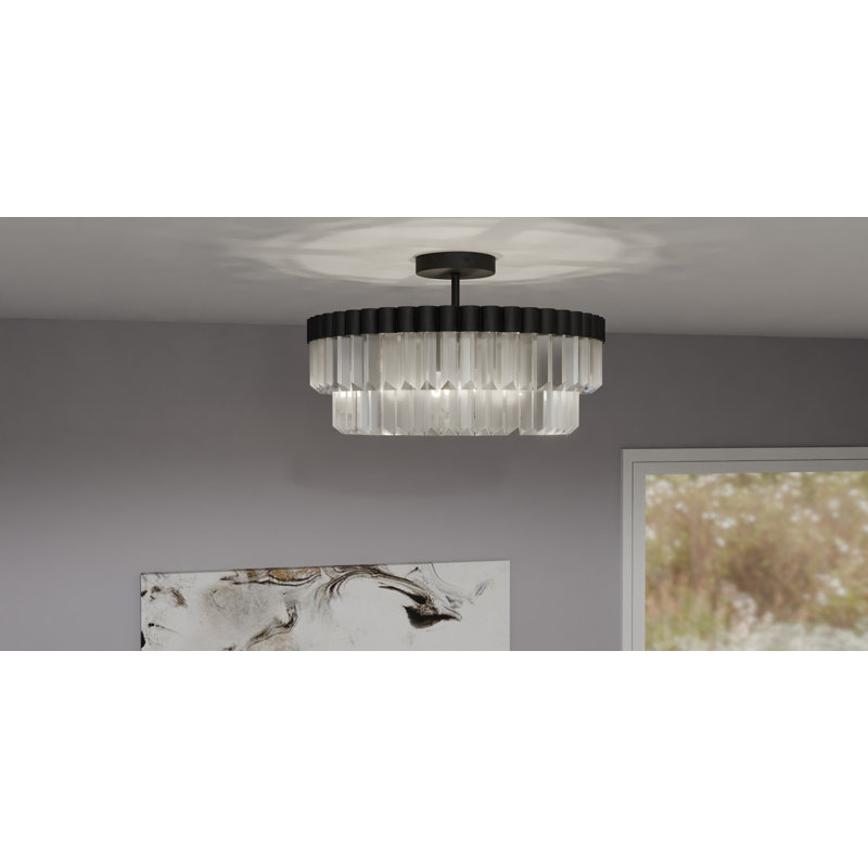 Plafonnier semi-encastré 4 lumières Starlight, Noir mat