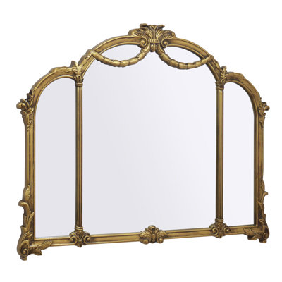 Arch Antique Ornate Wall Mirror with Baroque Metal Frame,Vintage Mirror for Fireplace or Entryway Decor,48x39 inch, Vintage Silver