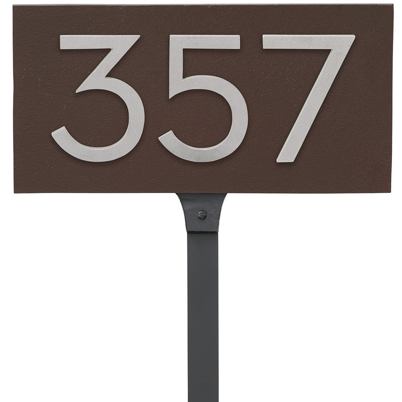 Enseigne d’adresse flottante sur 1 ligne, Bronze romain, Aluminium brossé