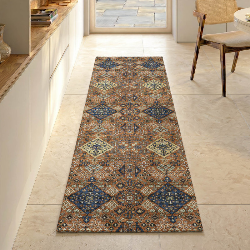 Tapis lavable à la machine de qualité supérieure Mayfield AMF2477, Paprika, Tapis de couloir 2 pi 3 po x 7 pi 6 po