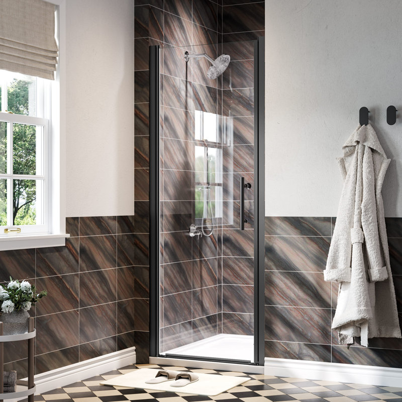 Porte de douche pivotante avec cadre et porte de douche en verre pivotante simple