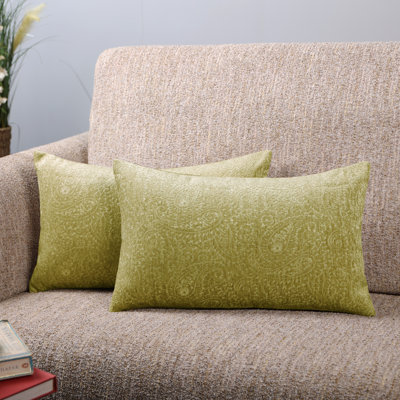 Housse de coussin en jacquard à motif cachemire vert (paquet de 2)