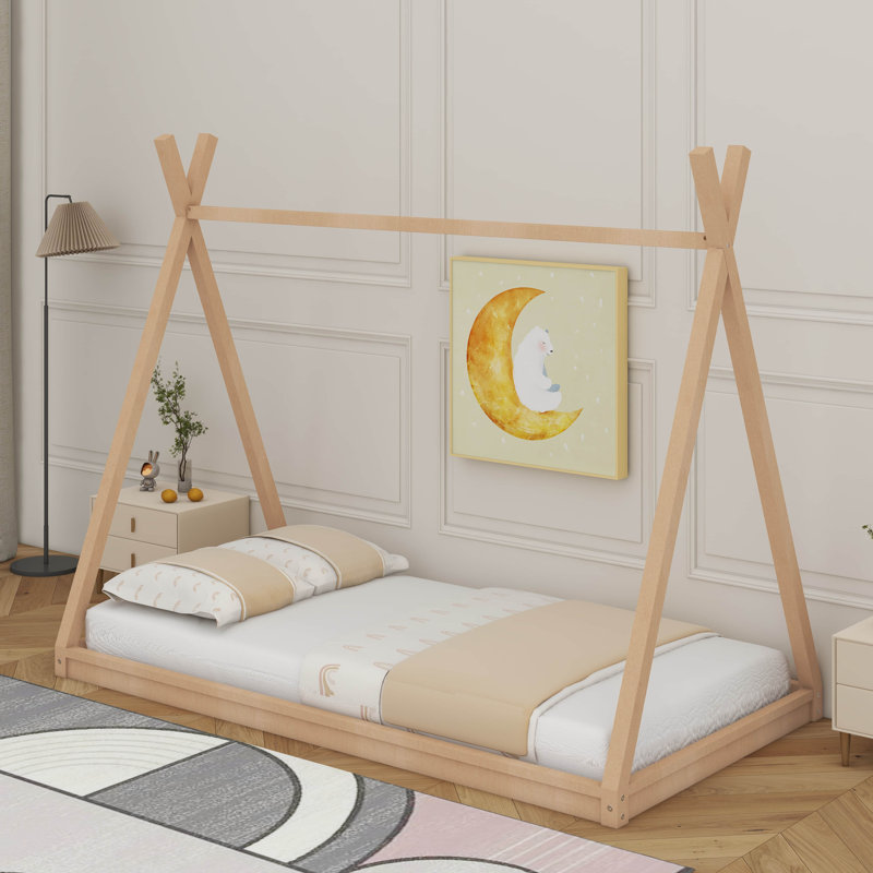 Lit simple simple de style Montessori, Naturel