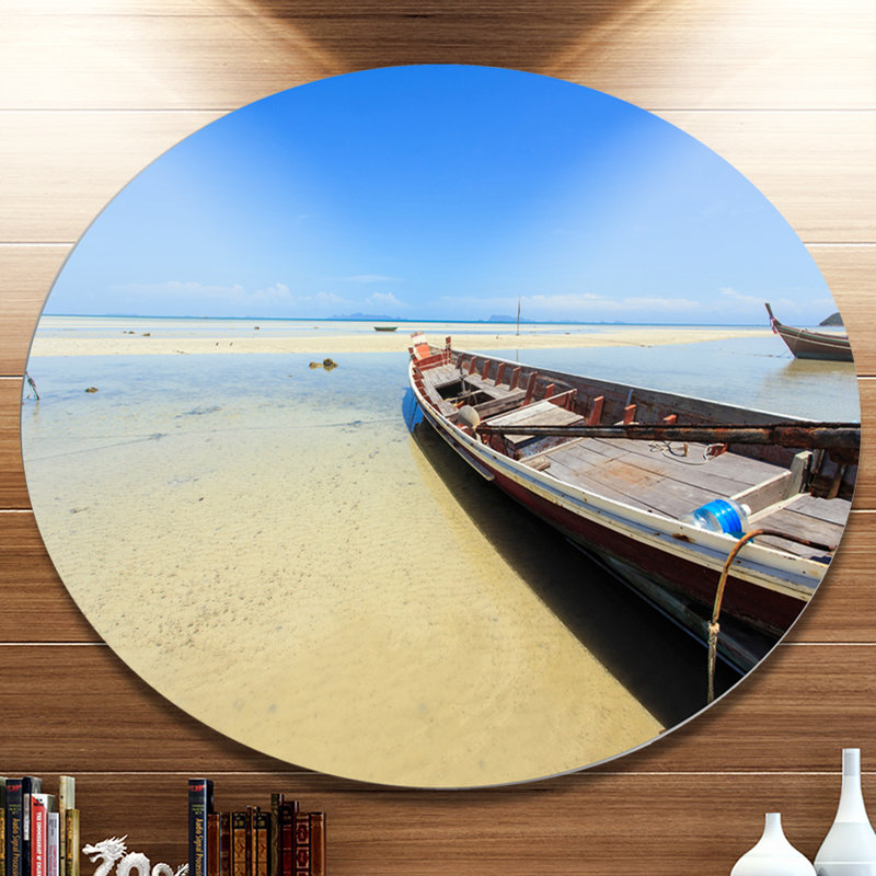 Photographie "traditionnel du bateau thaï on beach", H 38 po x l 38 po x P 1 po, Métal