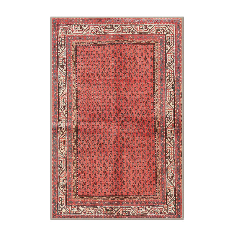 Tapis traditionnel rouge / brun / beige, Rectangle 3 pi x 5 pi