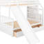 Lit superposé simple au-dessus de double, peu encombrant, blanc avec tiroirs, rangement et lit coulissant gai en blanc, une expérience délicieuse pour
