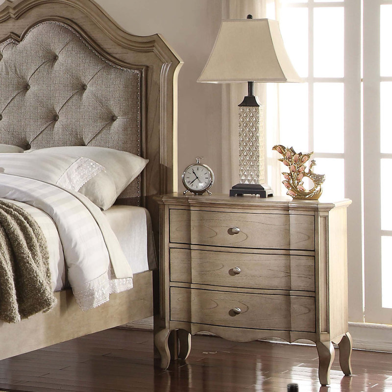 3-Drawer Nightstand, Taupe