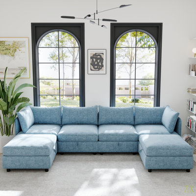 Modular Sectional Sofa, Convertible Sofa Seat With Storage, Sleeper Sectional Sofa Set, Fabric Flexible Modular Combinations For Living Room