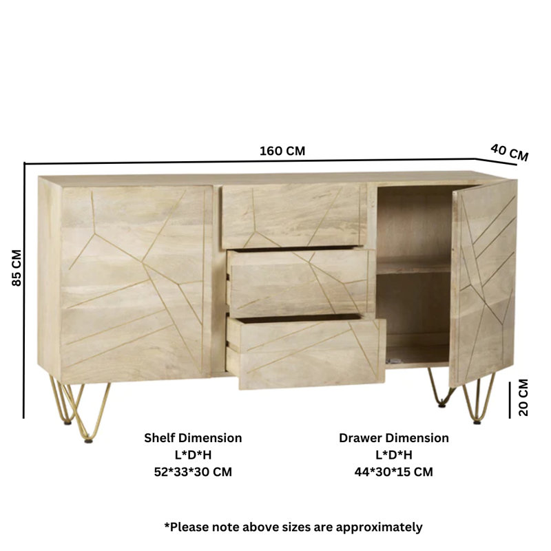 Shelia 160cm Sideboard, Oak