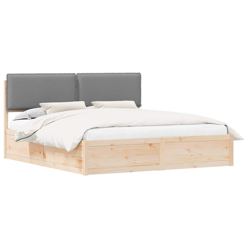 Solid Wood Bed, Natural/Light Grey, Super King (6')