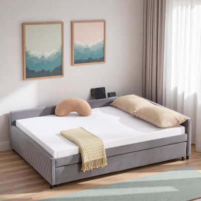 Upholstered Daybed With Trundle And Usb