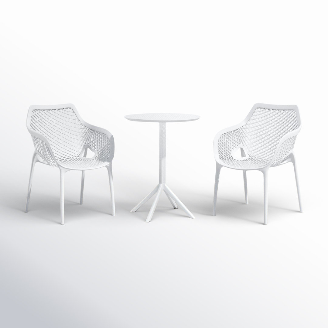 Farrah Round 2 - Person 24" Long Bistro Set AllModern Color: White