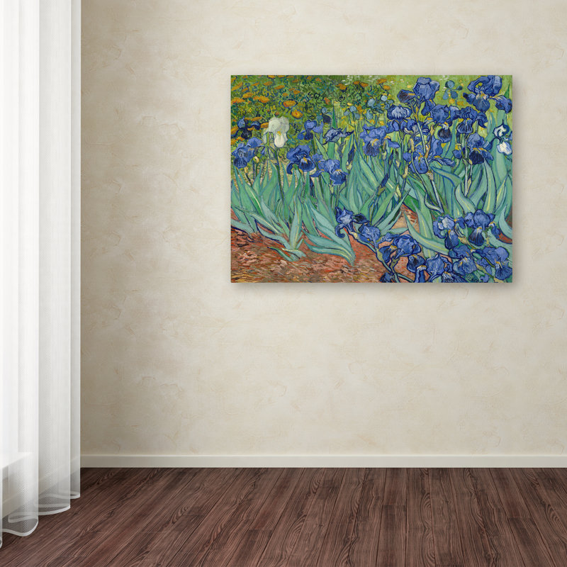 «Irises 1889» par Vincent van Gogh - reproduction, H 35 po x l 47 po x P 2 po, Toile tendue, Pas de tapis