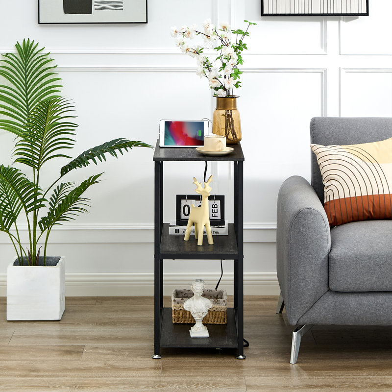 Ortha Side End Table With Charging Station, Set Of 2 With USB Ports And Outlets, Nightstand With 2-Layer Storage Shelves For Small Spaces