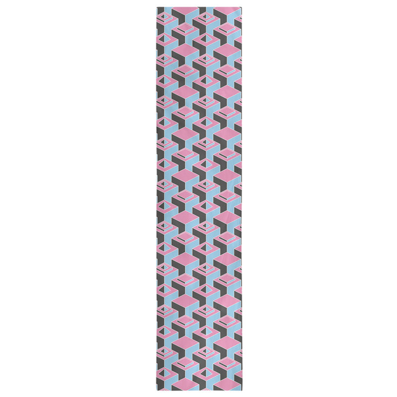 Chemin de table Classic Skyscrapers, 16 po x 90 po, Rose / bleu ciel