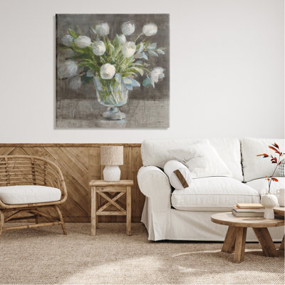 " Rustic White Tulip Vase " by Danhui Nai Painting Print