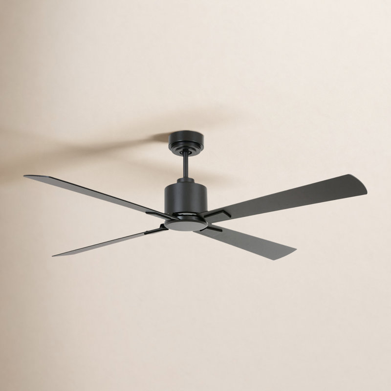 Ventilateur de plafond standard à 4 pales avec télécommande Harford, Noir