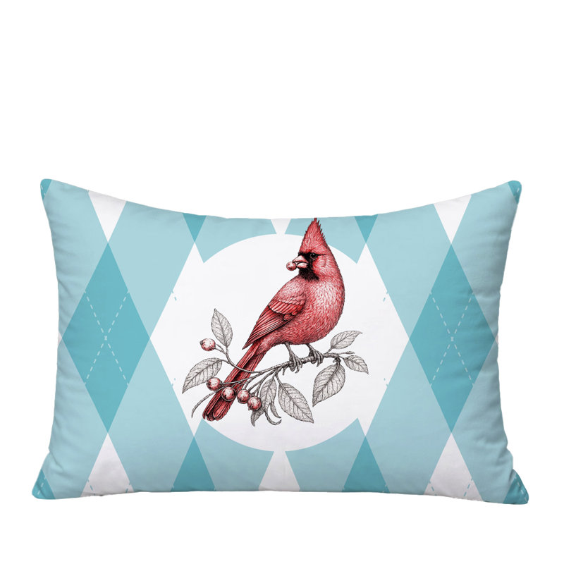 Oreiller réversible intérieur / extérieur Red Cardinal, 25 x 18, Sarcelle
