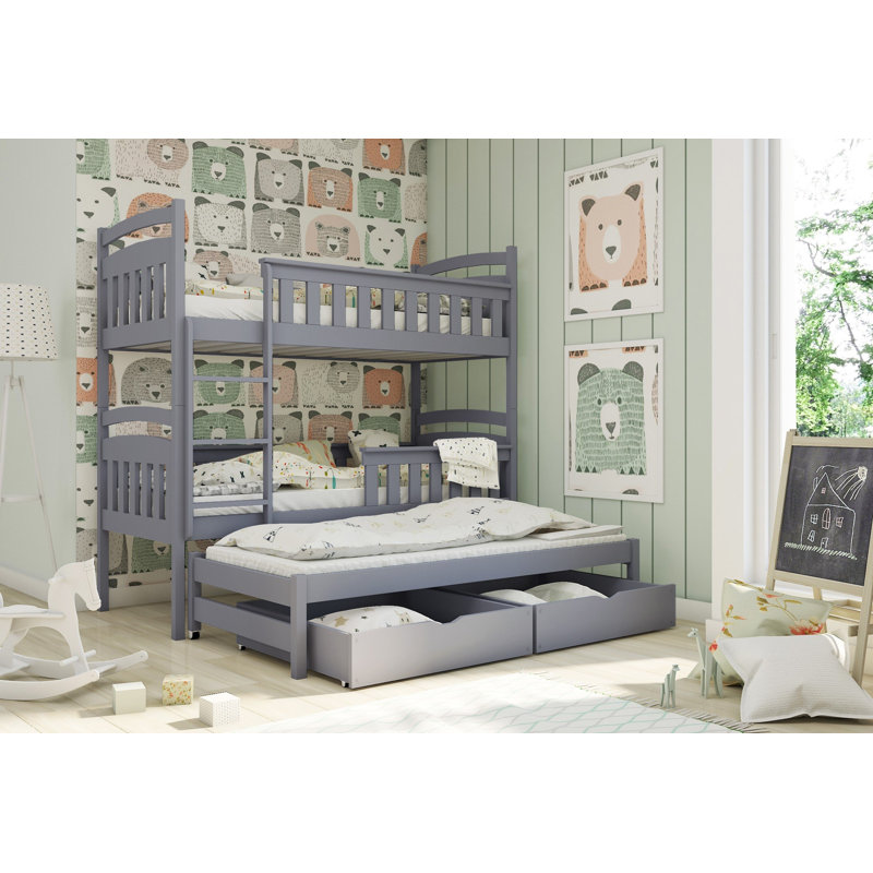 Willems Single (3') Standard Bunk Bed and Mattress with Trundle, Graphite
