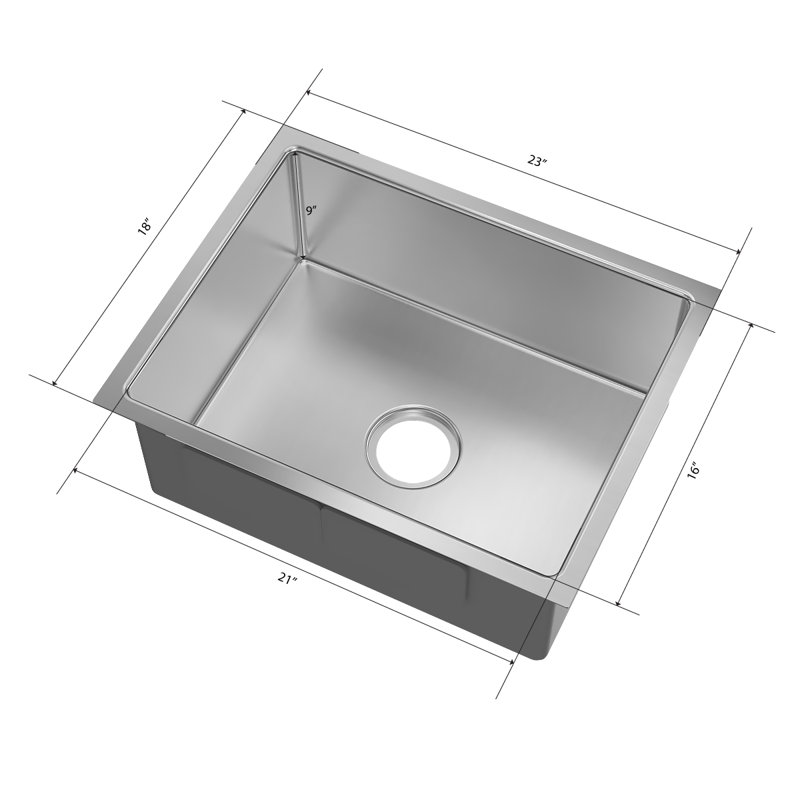 Évier de cuisine en acier inoxydable encastrable 23 po L