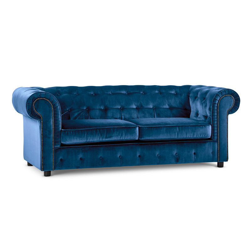 Aaron 2 Seater Velvet Sofa, Indigo, 3
