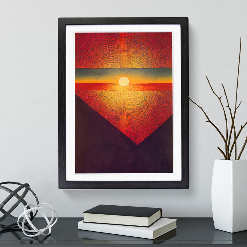 Contemporary Abstract Sunset - Single Picture Frame Print, 64cm H x 46cm W x 2cm D, Black Framed