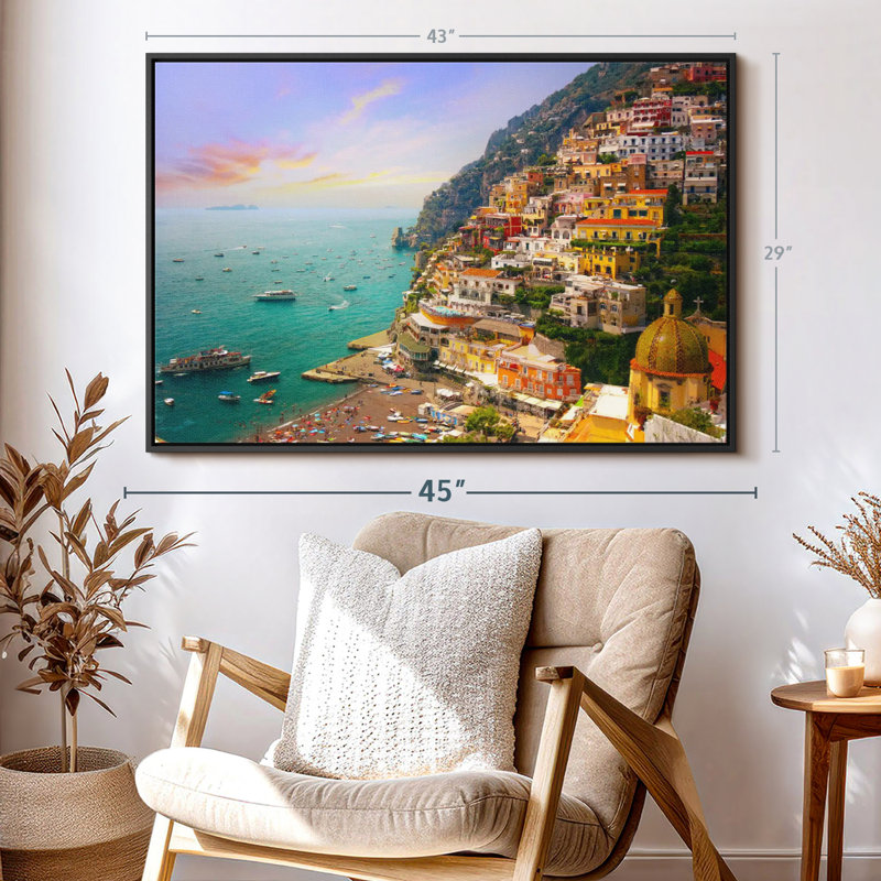 Village animé de Positano, H 29 po x l 43 po