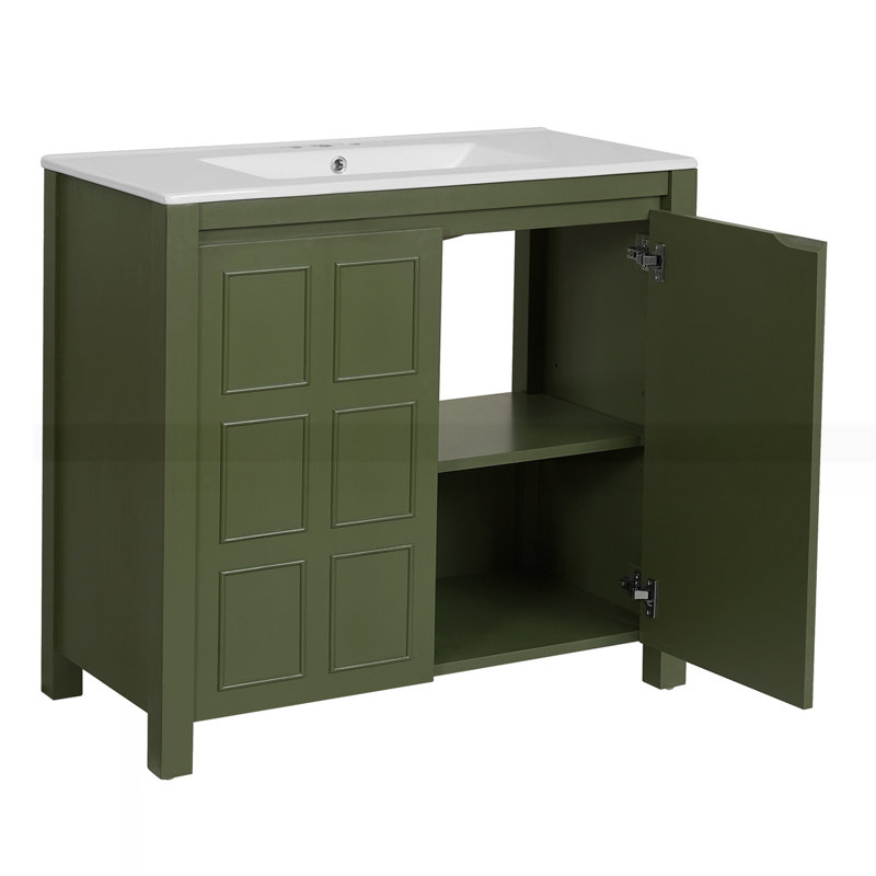 Organisateur de meuble-lavabo 36 "avec lavabo en céramique, Vert