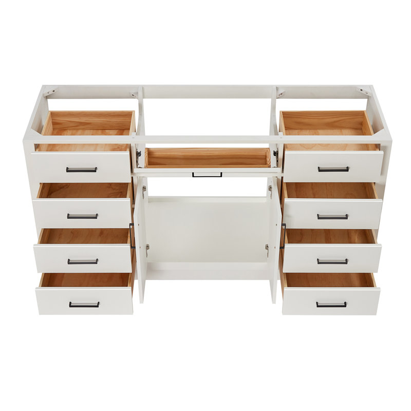 Base de meuble-lavabo simple en bois massif de 66 po Osoria, Blanc