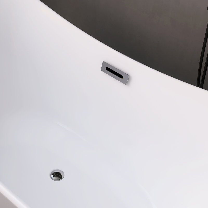 67" Freestanding Soaking Acrylic Double Slipper Bathtub With Center Drain