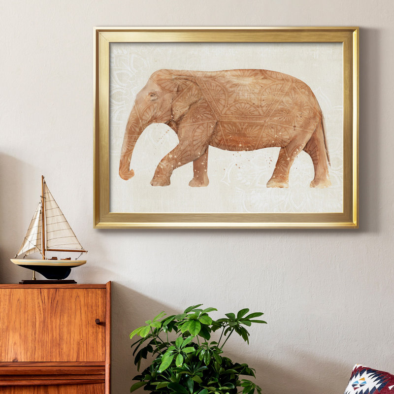 " Elephant Wisdom II ", 22.5" H x 30.5" W x 1" D, Gold Framed, No Mat