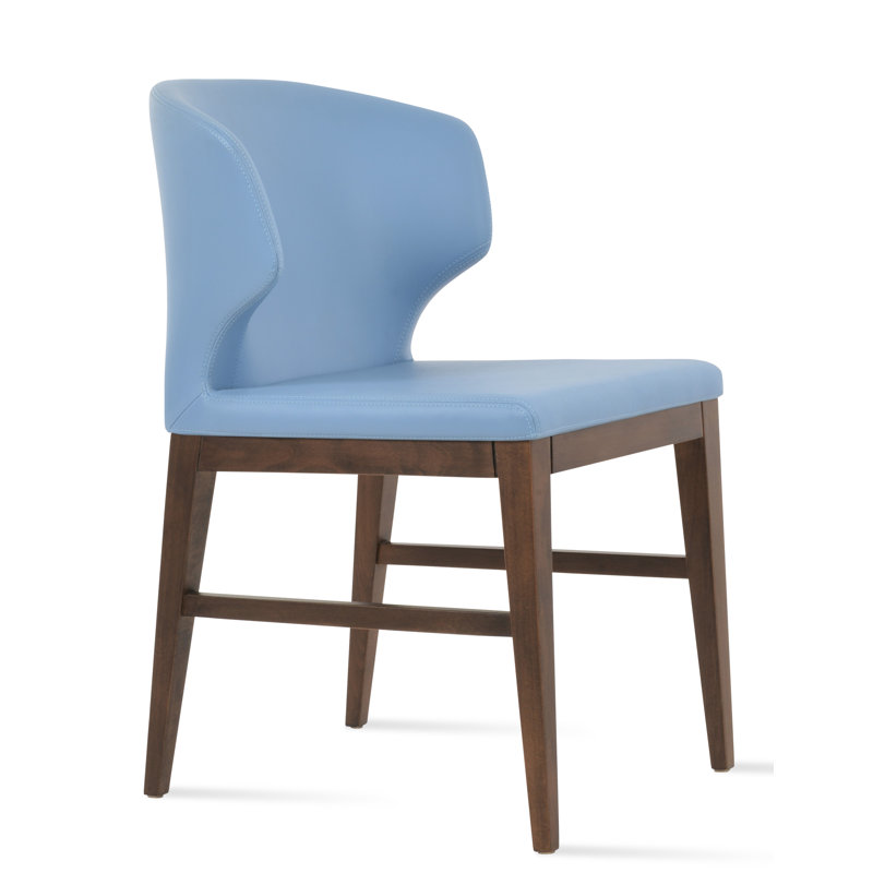 Chaise d'appoint en bois Amed Stretchers, Similicuir bleu