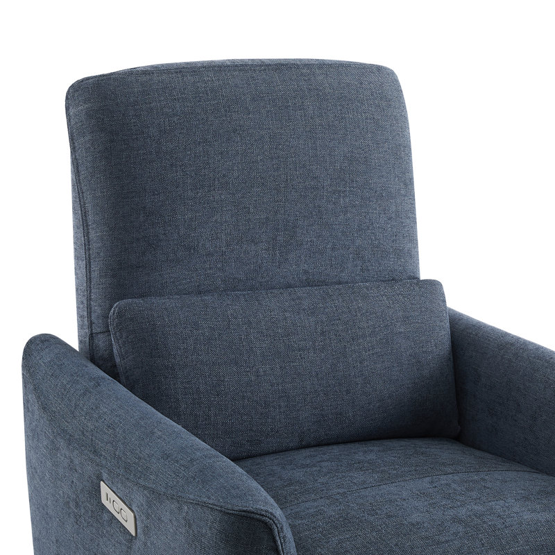 Fauteuil inclinable électrique pivotant rembourré Mikkel, Sergé bleu
