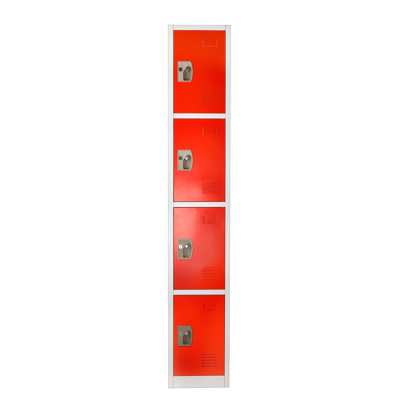 Casier à clés en acier à 4 portes 72 po x 12 po x 12 po à 4 niveaux - rangement pour employés, étudiants, salle de sport, lieu de travail - Comprend des crochets, une ventilation et un porte-carte - Assemblage facile